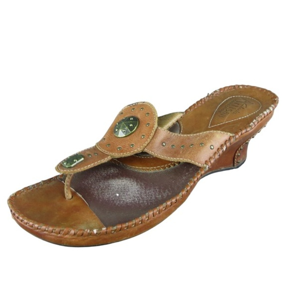 Clarks Artisan Artisan Women‎ Thong Sandal Shoes Size 8 Medium Brown Leather